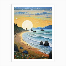 Cannon Beach Washington Retro Pop Art 12 Art Print