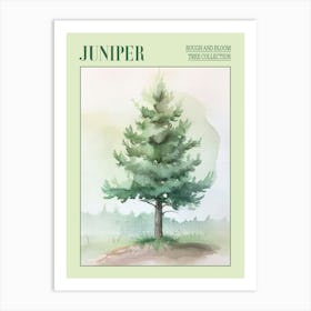 Juniper Tree Atmospheric Watercolour Painting 4 Poster Art Print