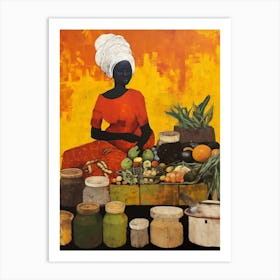 African Cuisine Matisse Inspired Illustration9 Art Print