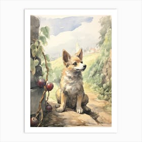 Storybook Animal Watercolour Jackal 3 Art Print