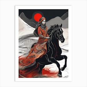 Woman Riding A Horse 5 Art Print