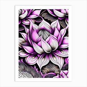 Lotus Flower Repeat Pattern Graffiti 6 Art Print