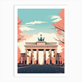 The Brandenburg Gate   Berlin, Germany   Cute Botanical Illustration Travel 2 Art Print