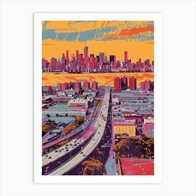 Long Island City New York Colourful Silkscreen Illustration 3 Art Print