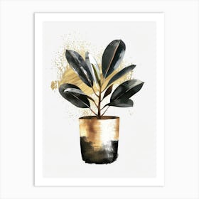 Gold Potted Plant 1 Art Print