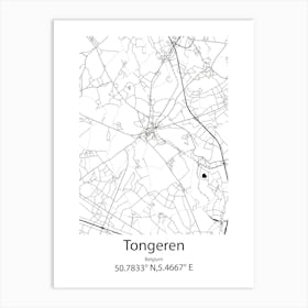 Tongeren,Belgium Minimalist Map Art Print