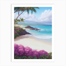 Pink Flowers On The Beach 2 Art Print