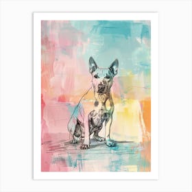 Bull Terrier Dog Pastel Line Watercolour Illustration  1 Art Print