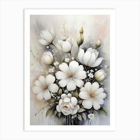 White Flowers In A Vase Art Print