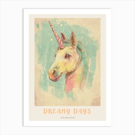 Vintage Pastel Storybook Style Unicorn 2 Poster Art Print