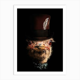 Ostrich In Top Hat Art Print