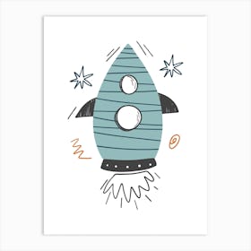 Rocket Ship Space Kids Room 4 Art Print