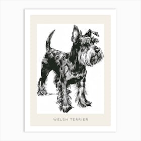 Welsh Terrier Dog Line Sketch 1 Poster Art Print