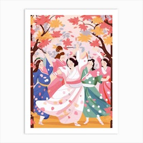 Awa Odori Dance Japanese Traditional Illustration 1 Art Print