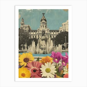 Madrid   Floral Retro Collage Style 3 Art Print