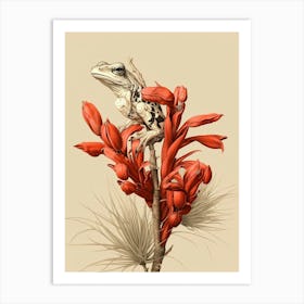 Red Tree Frog Vintage Botanical 1 Art Print