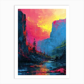 Sunset In The Mountains | Pixel Art Series 2 Art Print