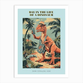 Dinosaur & A Smart Phone Retro Collage 3 Poster Art Print