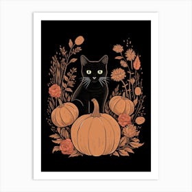 Cat With Pumpkins 6 Art Print