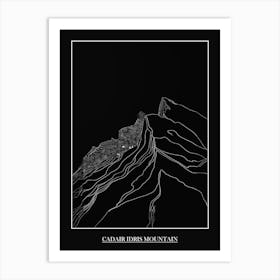 Cadair Idris Mountain Line Drawing 5 Poster Art Print