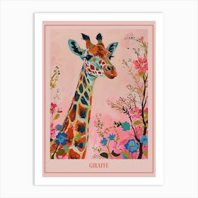 Floral Animal Painting Giraffe 3 Poster Art Print
