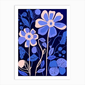 Blue Flower Illustration Daisy 1 Art Print