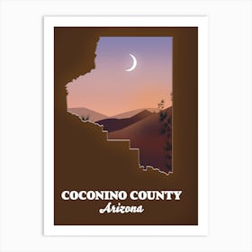 Coconino County Arizona Travel map Art Print