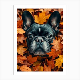 French Bulldog In Autumn Leaves 3 Art Print