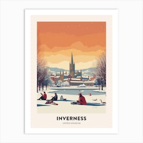 Vintage Winter Travel Poster Inverness United Kingdom 2 Art Print