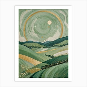 Moonlight In The Green Fields Art Print