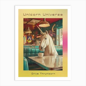 Unicorn In A Diner Retro Photo Inspired Poster Art Print