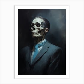 A Painting Of A Man Skeleton Smoking A Cigarette 1 Art Print