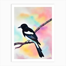 Magpie Watercolour Bird Art Print