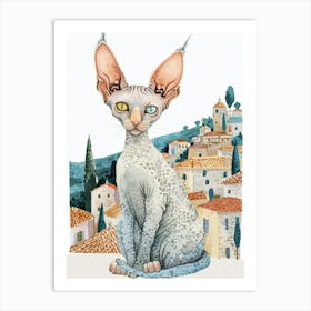 Cornish Rex Storybook Illustration 3 Art Print