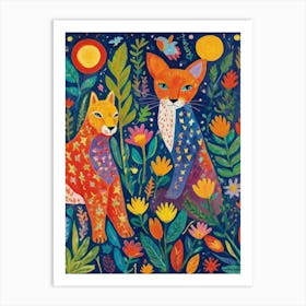 Foxes In The Garden Style Henri Matisse Art Print