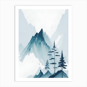 Mountain And Forest In Minimalist Watercolor Vertical Composition 58 Art Print
