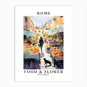 Food Market With Cats In Rome 1 Poster Art Print