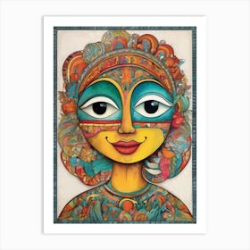 Woman With A Colorful Face 1 Art Print