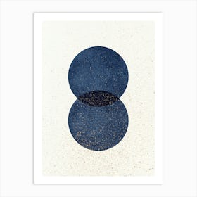 Abstract Lunar Eclipse 2 Circles Geometric Shape Minimalism - Navy Dark Blue Art Print