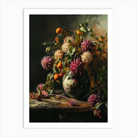 Baroque Floral Still Life Globe Amaranth 1 Art Print