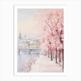 Dreamy Winter Painting Zurich Switzerland 2 Art Print