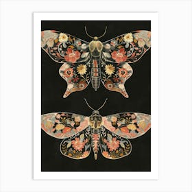 Dark Butterflies William Morris Style 7 Art Print