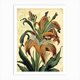 Tiger Lily 1 Floral Botanical Vintage Poster Flower Art Print