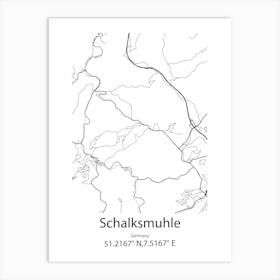 Schalksmuhle,Germany Minimalist Map Art Print