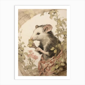 Storybook Animal Watercolour Opossum 2 Art Print