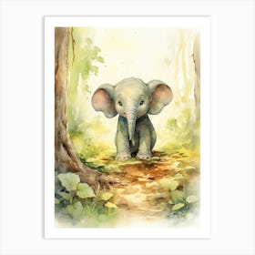 Elephant Painting Writing Watercolour 2  Art Print