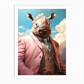 Rhino In A Suit Art Print