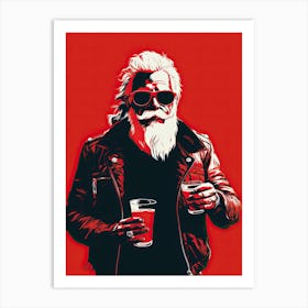 Drunk Santa Claus Art Print