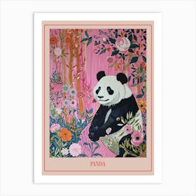 Floral Animal Painting Panda 3 Poster Art Print