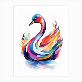 Colourful Geometric Bird Swan 2 Art Print